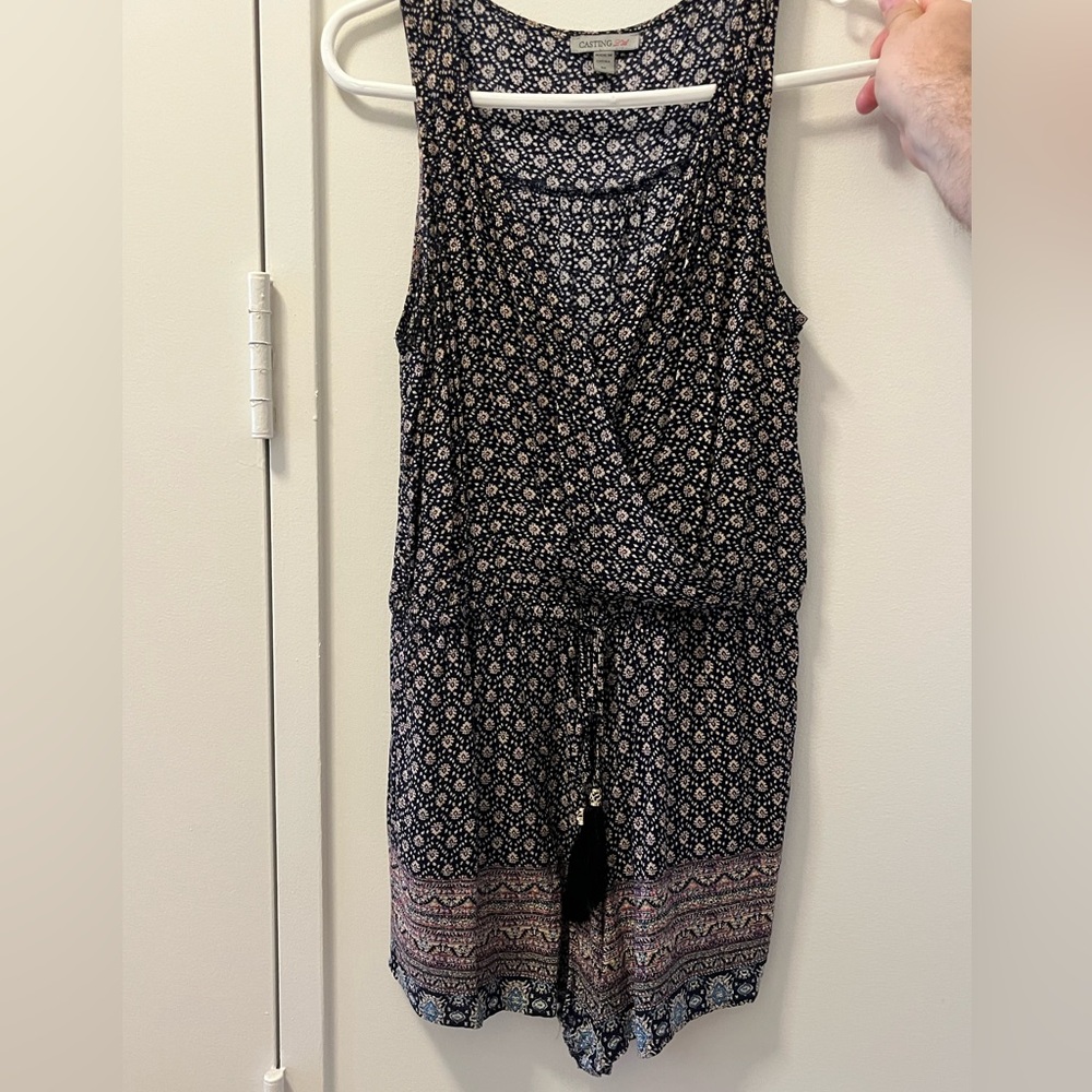 NWOT! Navy and Purple Patterned Romper